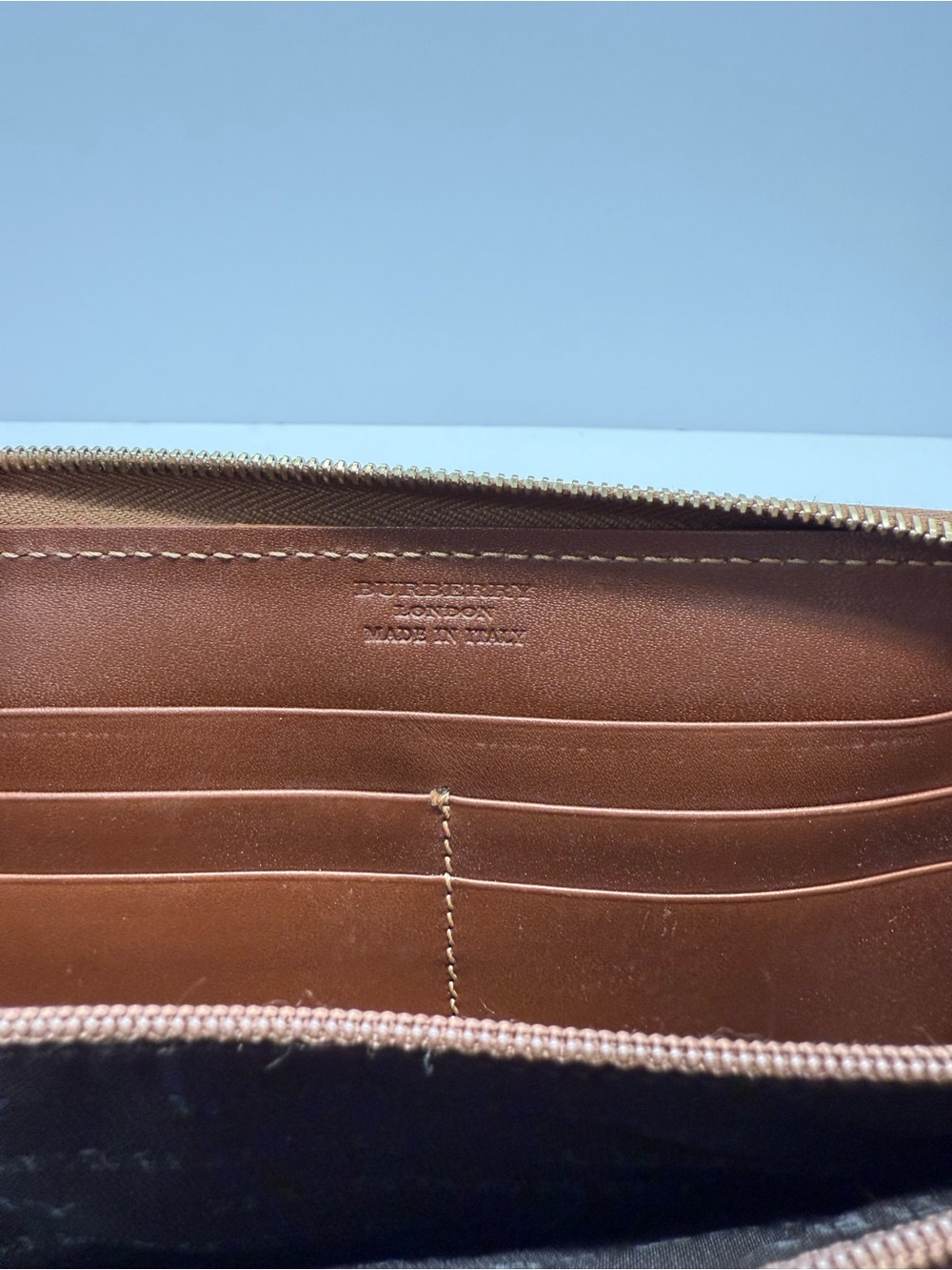 Burberry Check Zip Wallet in Beige and Brown - Picture 11 of 11